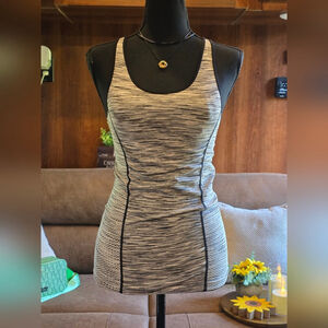 Womens Black and White Sleeveless Workout Top